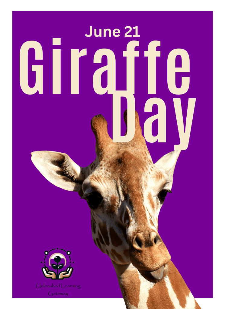 Giraffe Day is celebrated on June 21st. Learn about giraffes and why it's important to do all you can to save our "Towering Giants".